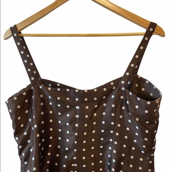 ETCETERA Silk Brown Polka Dot Bustier Tank Top 14 - Picture 5 of 7